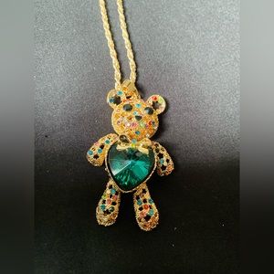 Teddy bear birthstone pendant